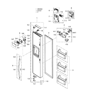 Door Freezer Diagram and Parts List for RH25H5611WW AA-01 Samsung Refrigerator