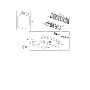 Control Panel Diagram and Parts List for DV476ETHAWR A1-00 Samsung Dryer