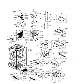 Fridge Diagram and Parts List for RF30HDEDTSR AA-08 Samsung Refrigerator