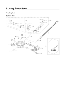 Sump Parts Assembly Diagram and Parts List for DW80B7070AP AA-00 Samsung Dishwasher