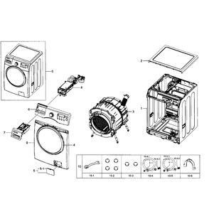 Main Section Diagram and Parts List for WF350ANR XAA-01 Samsung Washer