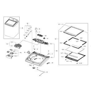 Top Cover Diagram and Parts List for WA422PRHDWR AA-0000 Samsung Washer
