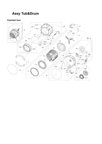 Tub And Drum Assembly Diagram and Parts List for WF331ANR XAA-03 Samsung Washer