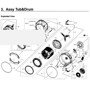 Tub And Drum Diagram and Parts List for WF350ANP XAA-02 Samsung Washer