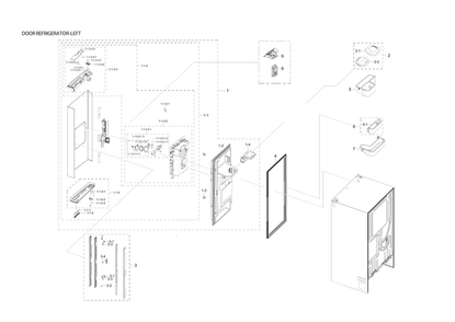 Left Refrigerator Door Parts Diagram and Parts List for RF23R6201SG AA-01 Samsung Refrigerator