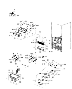 Freezer Diagram and Parts List for RFG293HAPN XAA-0001 Samsung Refrigerator