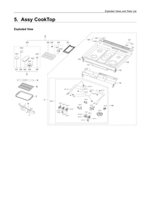 Cooktop Assembly Diagram and Parts List for NX60T8511SS AA-02 Samsung Range