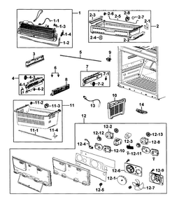 Freezer Diagram and Parts List for RF4289HARS XAA-0002 Samsung Refrigerator