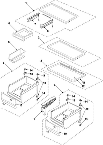 Refrigerator Shelves Diagram and Parts List for RB195BSSB XAA Samsung Refrigerator