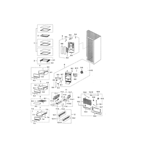 Fridge Diagram and Parts List for RSG307AABP XAA-04 Samsung Refrigerator