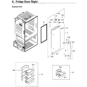 Fridge Right Door Diagram and Parts List for RF28HFEDBWW AA-07 Samsung Refrigerator