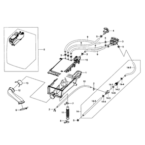 Drawer Housing Diagram and Parts List for WF405ATPASU AA-01 Samsung Washer