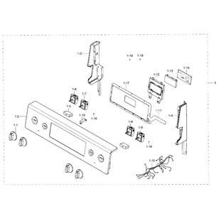 Control Panel Diagram and Parts List for NE59J7850WG AA-0003 Samsung Range