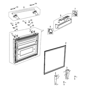Freezer Door Diagram and Parts List for RF26XAEBP XAA-00 Samsung Refrigerator