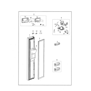 Freezer Door Diagram and Parts List for RS25J500DSR AA-01 Samsung Refrigerator