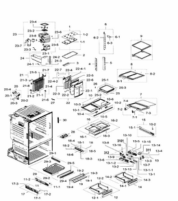 Fridge Diagram and Parts List for RF28HFEDTSR AA-0009 Samsung Refrigerator