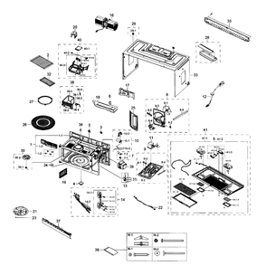 Main Section Diagram and Parts List for ME18H704SFG AA-0000 Samsung Microwave