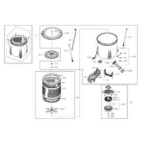 Tub Diagram and Parts List for WA50F9A7DSW A2-0001 Samsung Washer