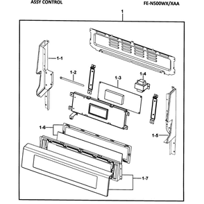 Control Assembly Diagram and Parts List for FE-N500WX XAA-00 Samsung Range