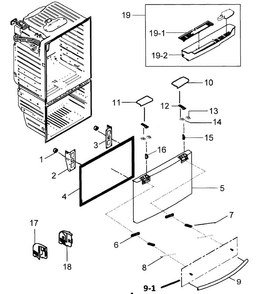 Freezer Door Diagram and Parts List for RFG298HDRS XAA-00 Samsung Refrigerator