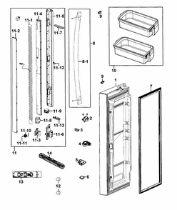 Door Left Diagram and Parts List for RF266AZPN XAA-0000 Samsung Refrigerator