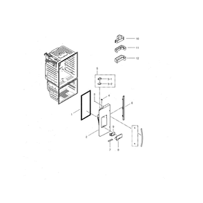 Refrigerator Door Left Diagram and Parts List for RFG29THDRS XAA-00 Samsung Refrigerator