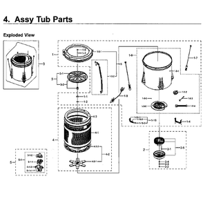 Tub Diagram and Parts List for WA48H7400AW AA-11 Samsung Washer