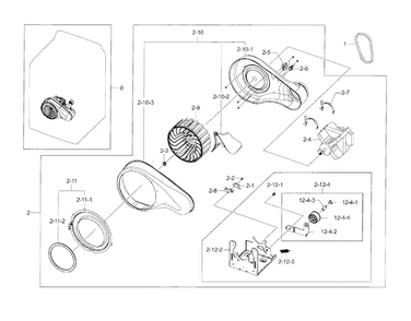 Motor-duct Diagram and Parts List for DV56H9000GW A2-0000 Samsung Dryer