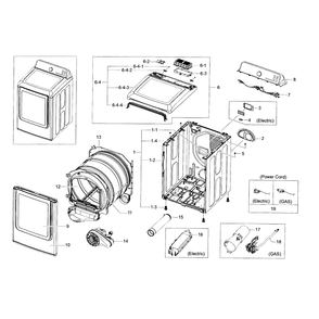 Main Assembly Diagram and Parts List for DV456ETHDSU AA-0000 Samsung Dryer