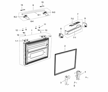 Freezer Door Diagram and Parts List for RF267ACWP XAA-0000 Samsung Refrigerator