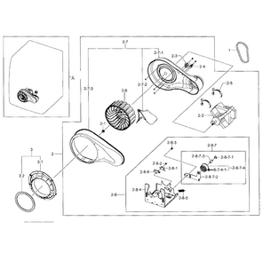 Motor Duct Diagram and Parts List for DV393GTPAWR A1-0001 Samsung Dryer