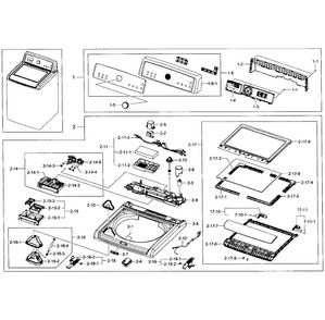 Top Cover Diagram and Parts List for WA5451ANW XAA-0002 Samsung Washer