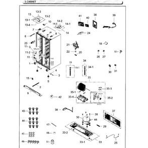 Cabinet Diagram and Parts List for RH25H5611SG AA-01 Samsung Refrigerator