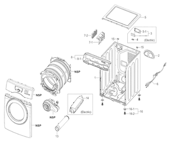 Main Assy Diagram and Parts List for 40289032010  Kenmore Dryer