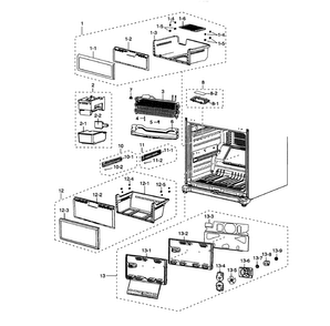 Freezer Diagram and Parts List for RB215ACPN XAA-0001 Samsung Refrigerator
