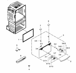 Freezer Door Diagram and Parts List for RF25HMEDBWW AA-0001 Samsung Refrigerator