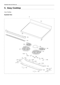 Cooktop Assembly Diagram and Parts List for NE63A6311SS AA-00 Samsung Range