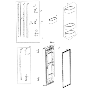 Refrigerator Door Left Diagram and Parts List for RF266ABRS XAA-00 Samsung Refrigerator