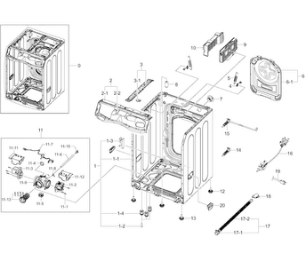 Frame & Cover Parts Diagram and Parts List for WF457ARGSGR A2-0000 Samsung Washer