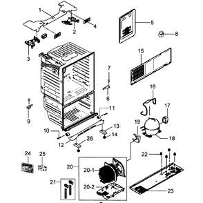 Cabinet Diagram and Parts List for RFG298HDWP XAA-00 Samsung Refrigerator