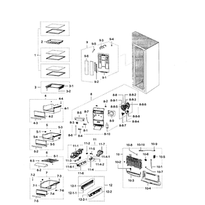 Fridge Diagram and Parts List for RSG307AARS XAA-01 Samsung Refrigerator