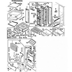 Refrigerator Diagram and Parts List for RS277ACBP XAA-0000 Samsung Refrigerator