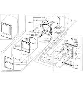 Front/door Assy Diagram and Parts List for DV50F9A6EVW A2-0000 Samsung Dryer