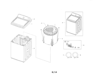 Main Diagram and Parts List for WA50F9A7DSP A2-0001 Samsung Washer
