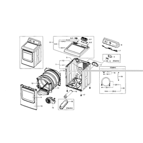 Main Assembly Diagram and Parts List for DV5471AEW XAA-03 Samsung Dryer