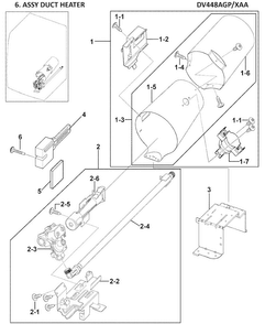 Heater Assy Diagram and Parts List for DV448AGP XAA-0000 Samsung Dryer