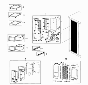 Freezer Diagram and Parts List for RS267TDBP XAA-0000 Samsung Refrigerator