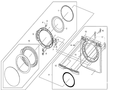 Door Assy Diagram and Parts List for DV410AGW XAA Samsung Dryer