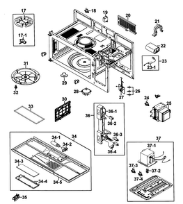 Cabinet 2 Diagram and Parts List for SMH9151W XAA-0000 Samsung Microwave