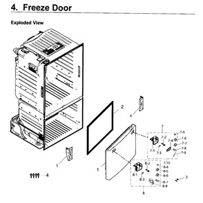Door-Freezer Diagram and Parts List for RF263BEAESR AA-04 Samsung Refrigerator